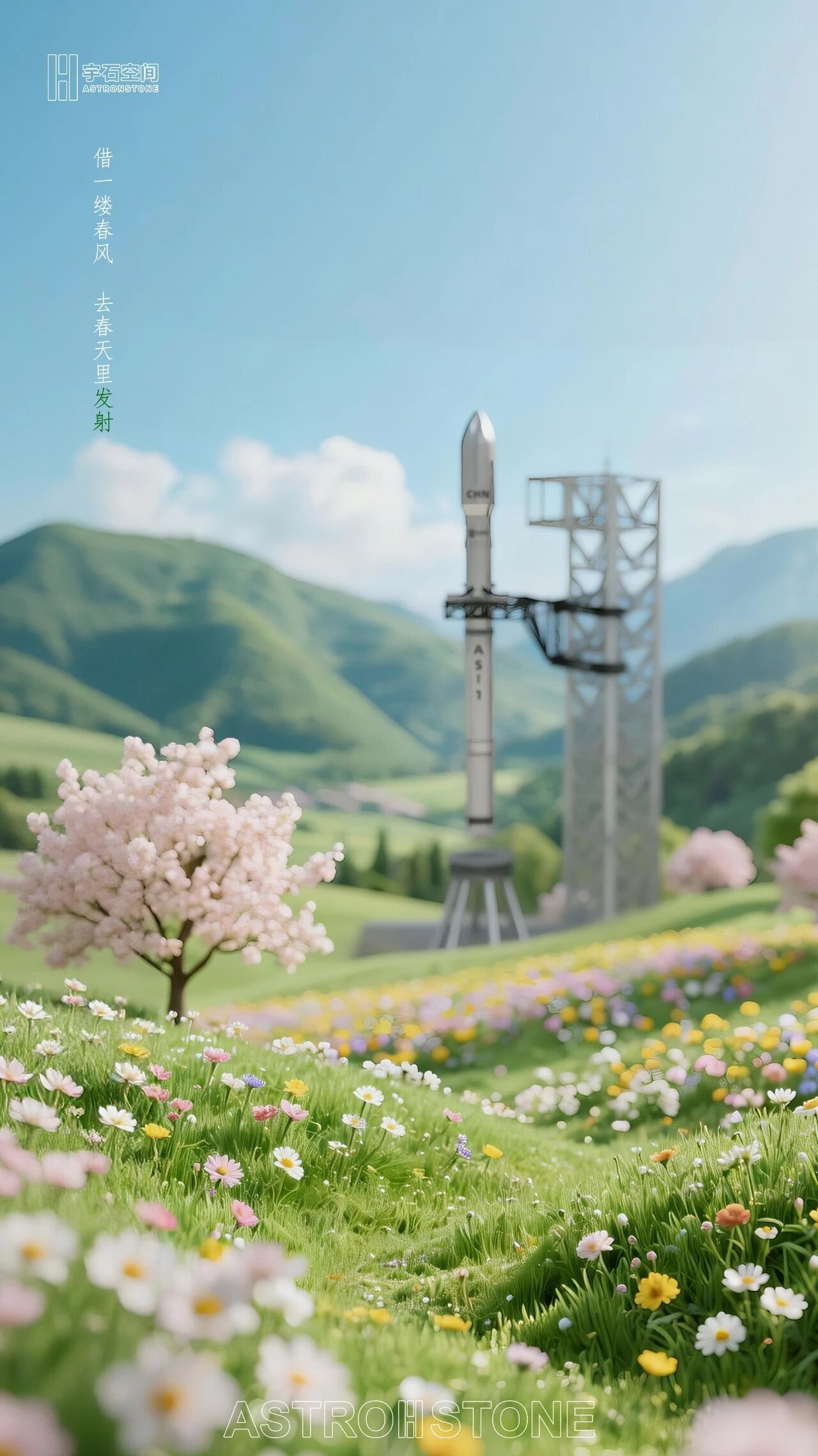 宇石空间AS-1火箭筷子夹塔架回收AI图 