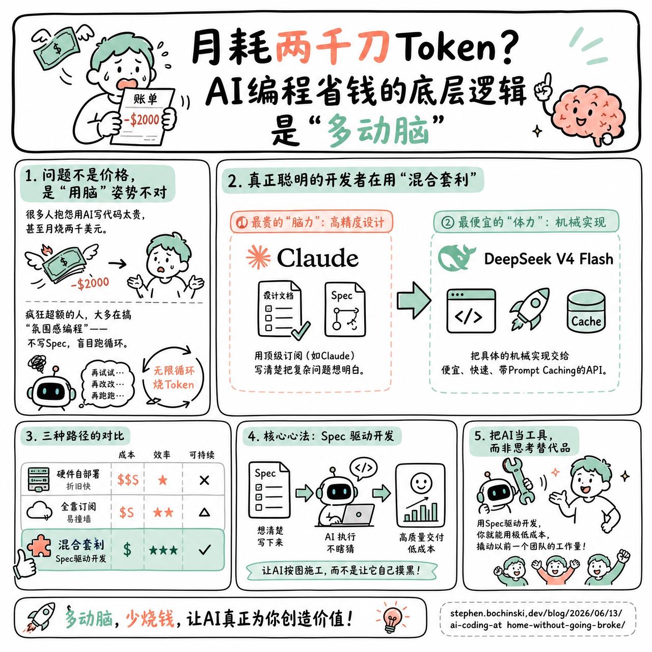 【月耗两千刀Token？AI编程省钱的底层逻辑是“多动脑”】

很多人抱怨用AI
