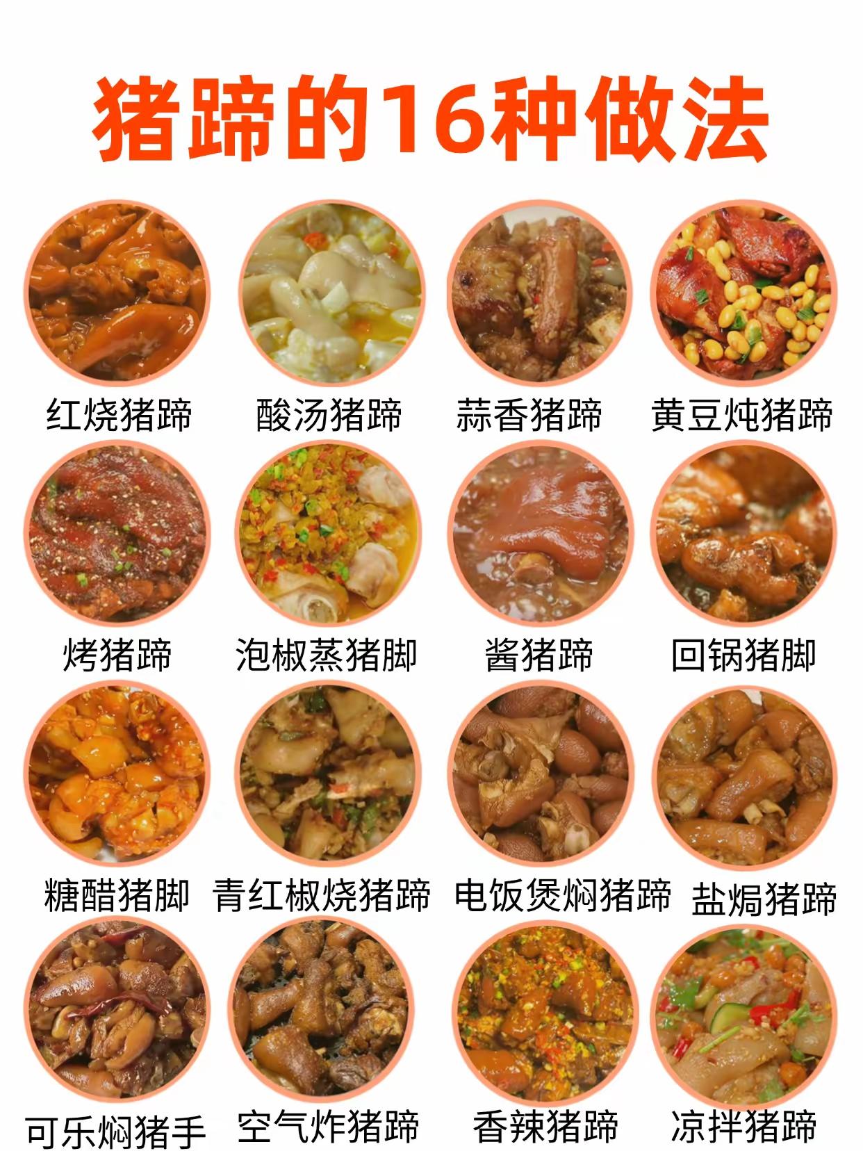 在广东地区这里，要想把猪蹄做成一道美食，原来还有16种做法的，这下面有你喜欢的口