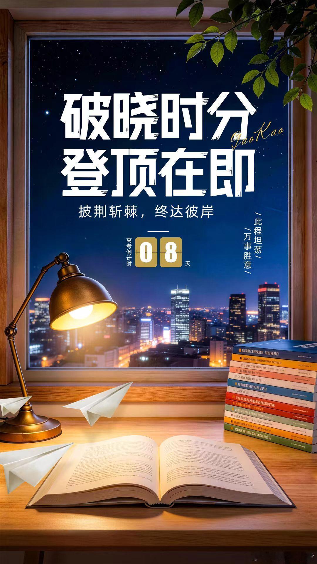 【2026高考倒计时8天】书桌的台灯，亮过城市里最晚的星。那些在草稿纸上演算到深