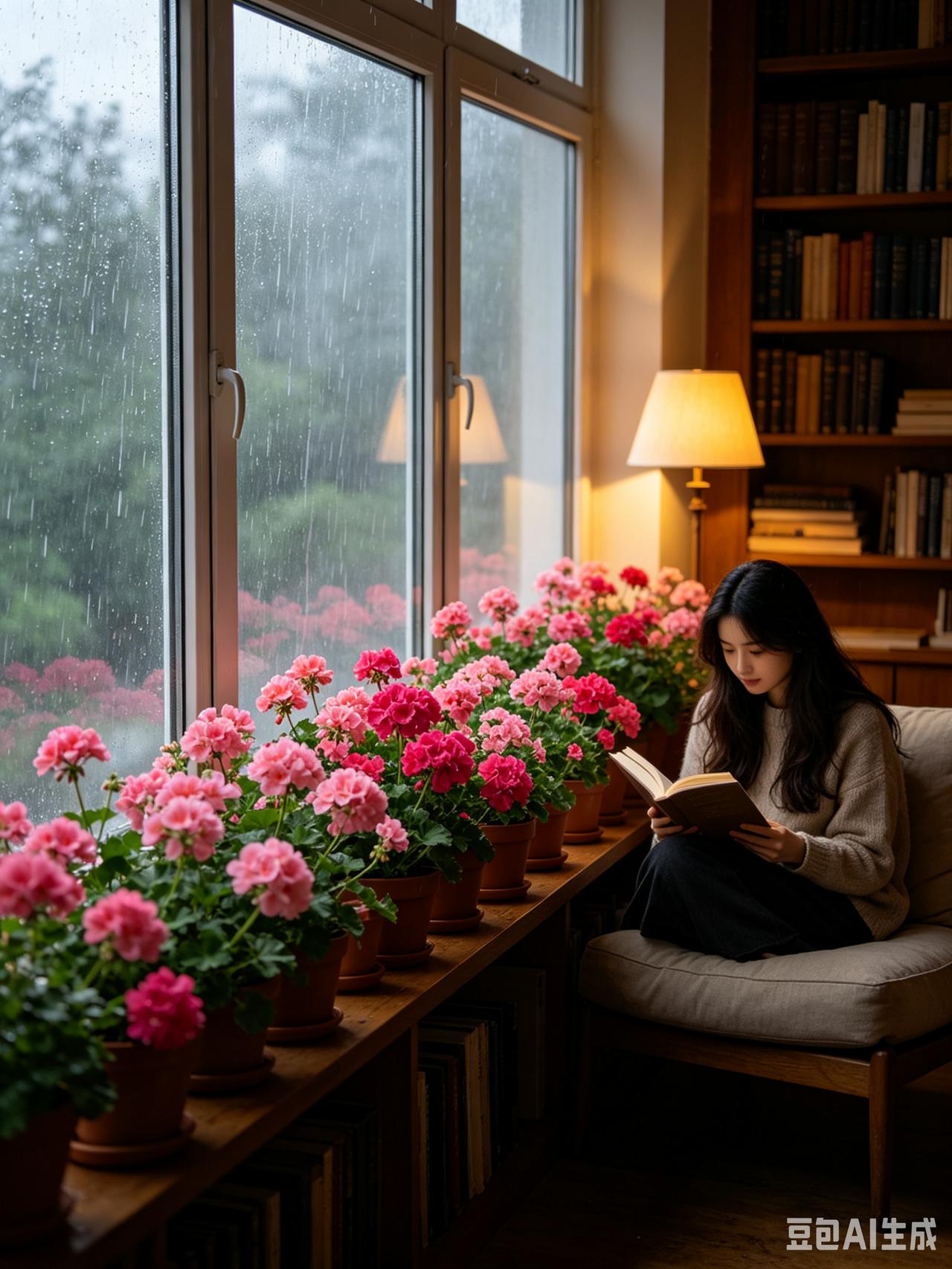 雨还在下着，已经快下20个小时了。
不停的下，但是没有风也没有闪电。
窗外只有淅