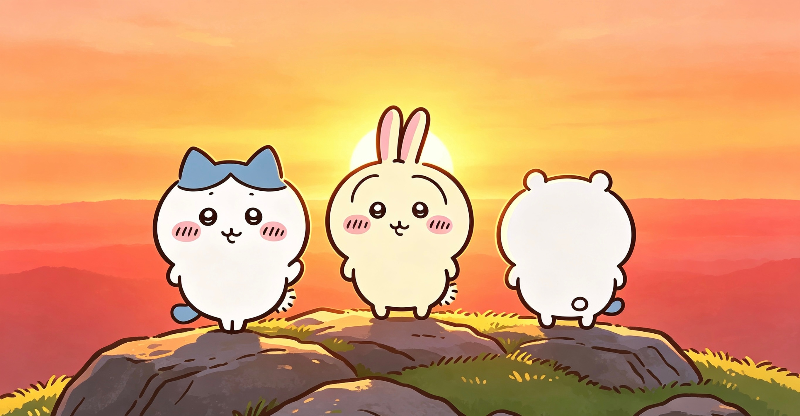 chiikawa吉伊卡哇灵感共创夏日企画来一起看日出吧（ai生成） 