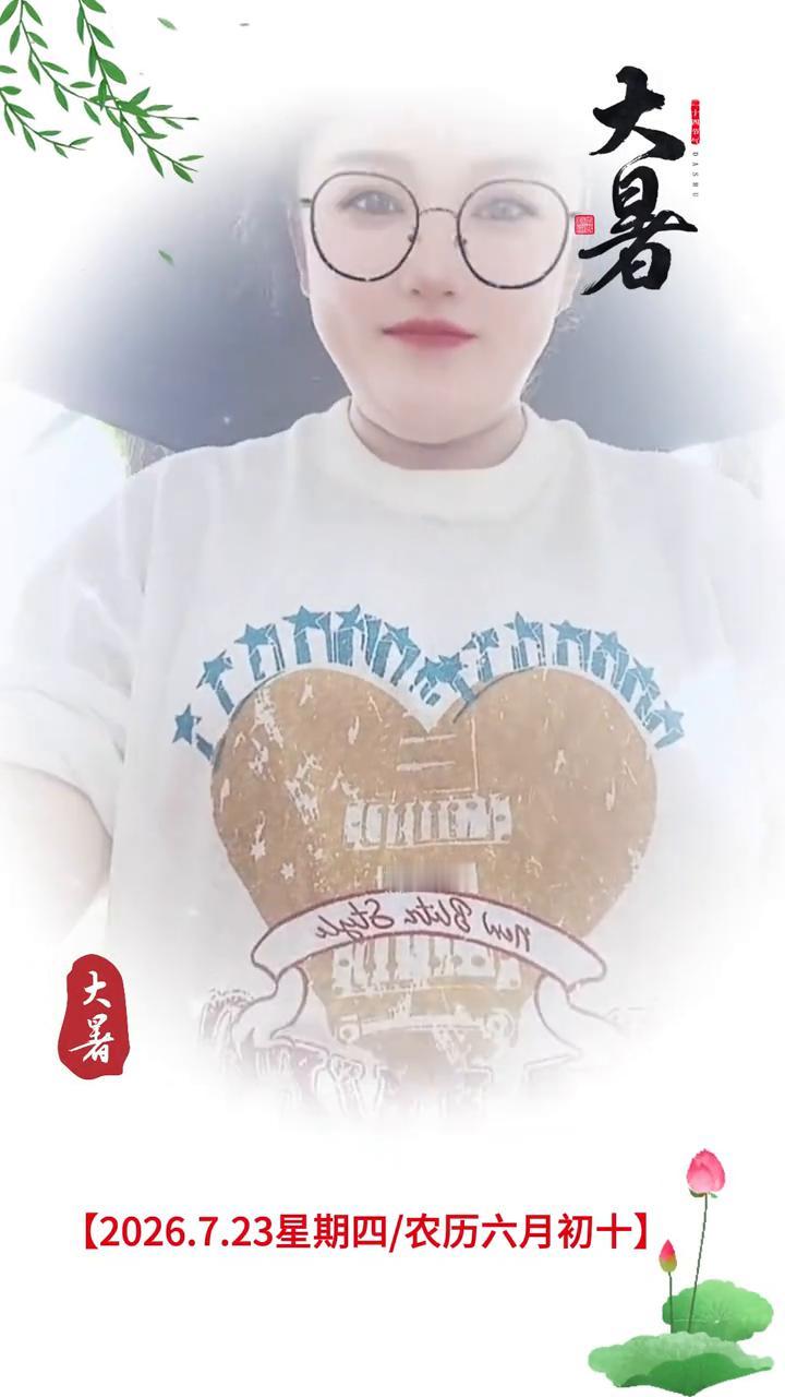大暑。
7月23日进入大暑，一年中最热的时期，也是夏天的最后一个节气。往后的日子
