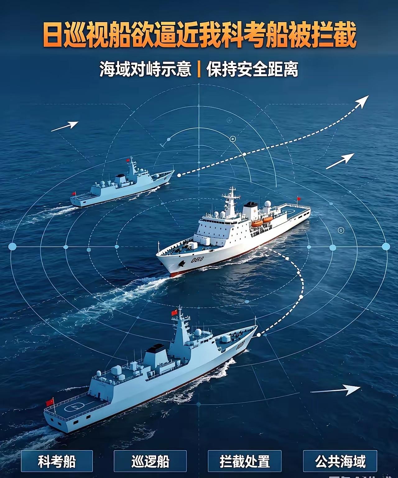 在我国台东海域，日本6000吨级春光号重型武装巡视船，恶意逼近我方蓝海201科考