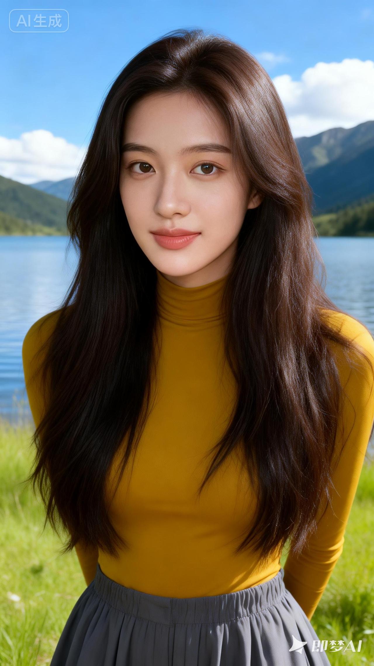 在湖边遇见你，温柔如水的少女🌿💛