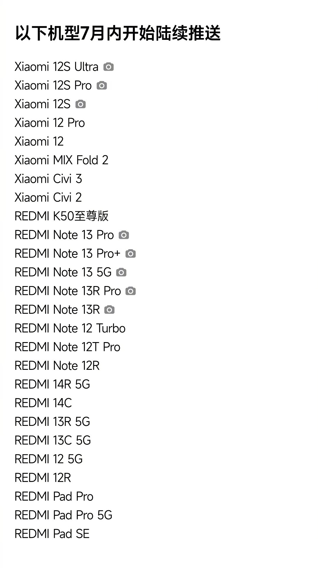 汇总一下目前小米澎湃OS2 已推送“年中升级”REDMI机型。“年中升级”已内测