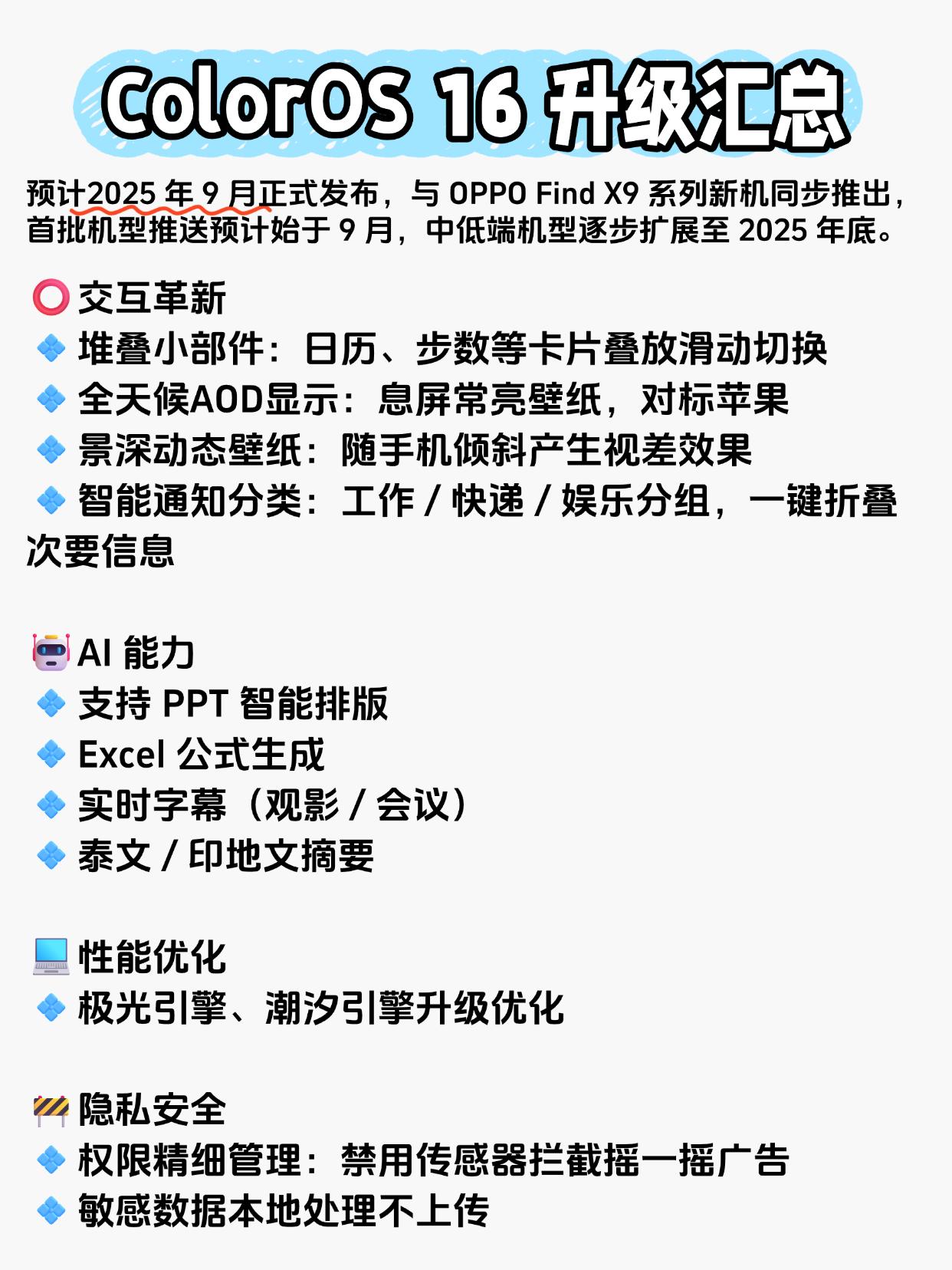 ColorOS 16爆料汇总，这不得起飞了？

汇总整合网上的信息，ColorO
