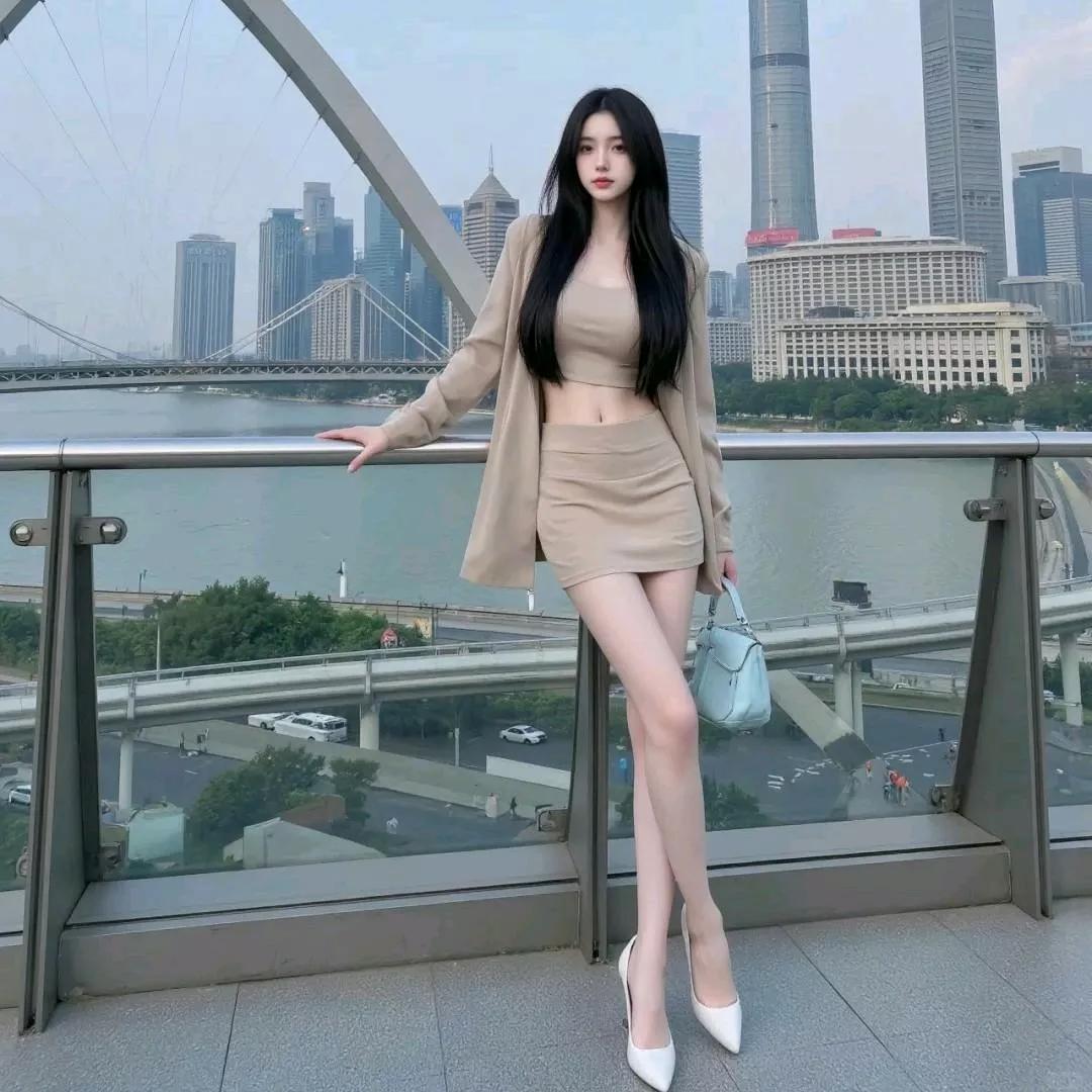 都市天际线下的优雅时尚女郎都市丽人自拍 都市丽人美女 都市时尚女人 摩登都市丽人