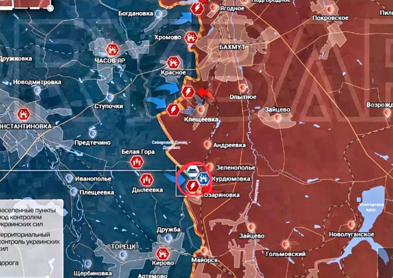 巴赫穆特最新战事分布图。一目了然。