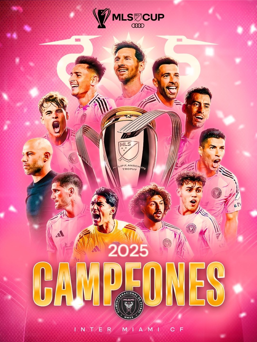 🔥让我们恭喜梅西领衔的迈阿密国际队，历史上首次获得美国职业足球大联盟总冠军！在