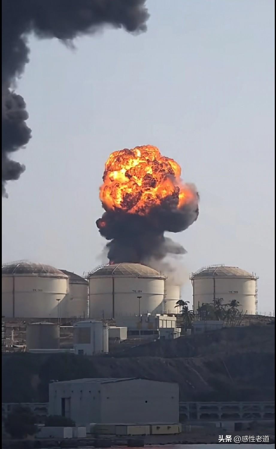 伊朗的中东小摩托果然名不虚传，位于阿曼南部的美军的补给港口油料库又被炸了。摧毁容