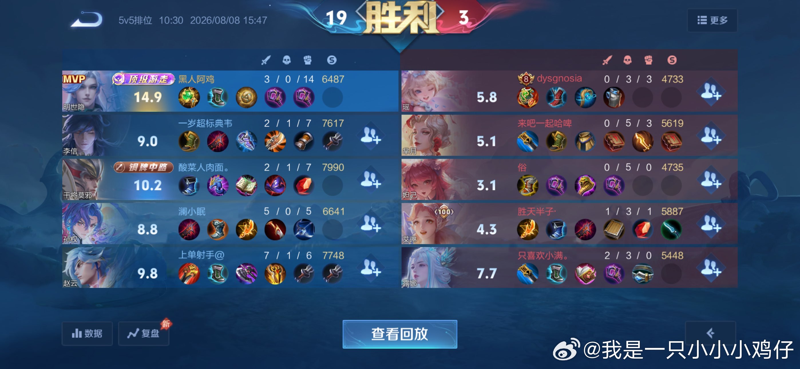 上次发小明的战绩有人说我打的人机，这次再帮我查查对面是不是人机王者荣耀