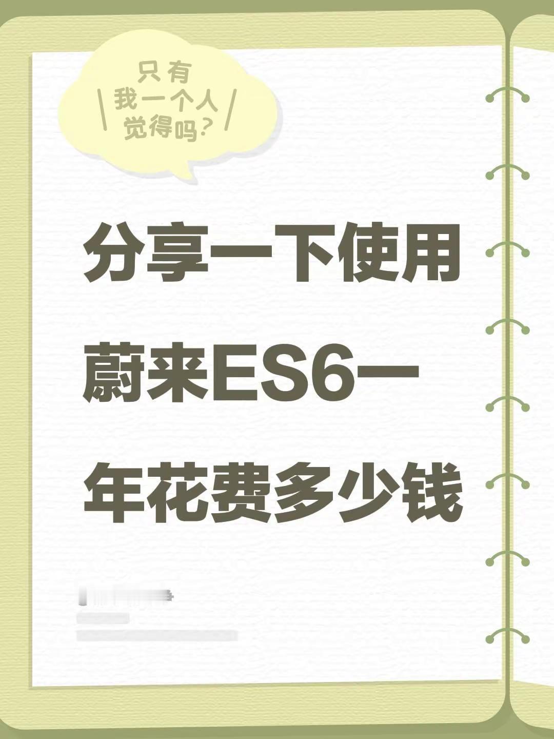 分享一下使用蔚来ES6，一年花费多少钱。es6 蔚来