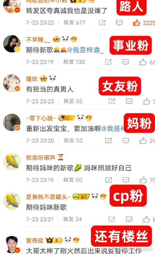 内娱塌房男明星转发区现状以前粉丝都知道梓渝有女朋友 转发区已成为粉丝考古现场，大