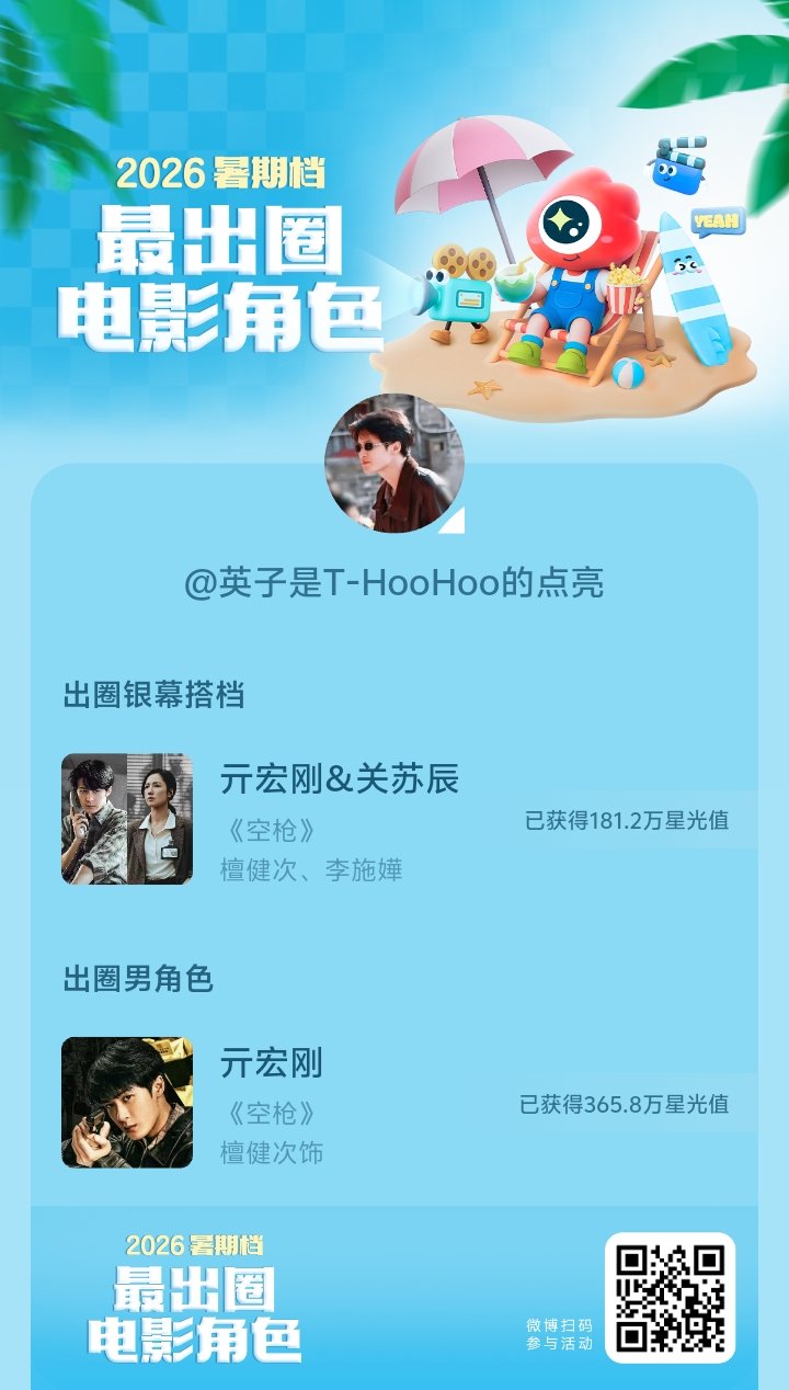 2026暑期档最出圈电影角色正在评选中，和暑期档角色携手共赴夏日星光派对，还有机