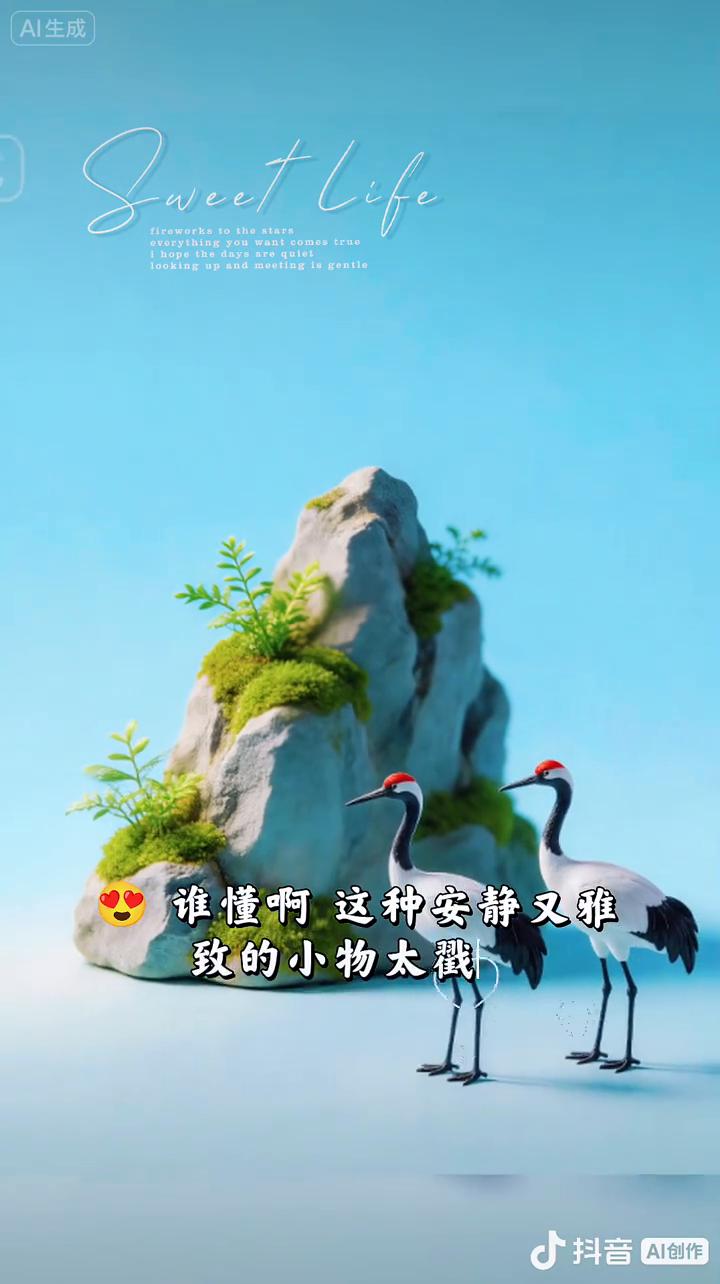 偶然发现的小摆件山石与仙鹤太有中式氛围感，谁懂？这种安静又雅致的小物太戳我了。把