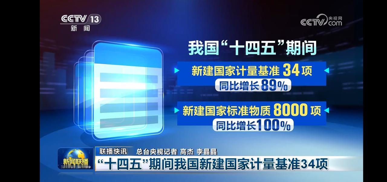 “十四五”期间，我国新建国家计量基准34项，同比增长89%！