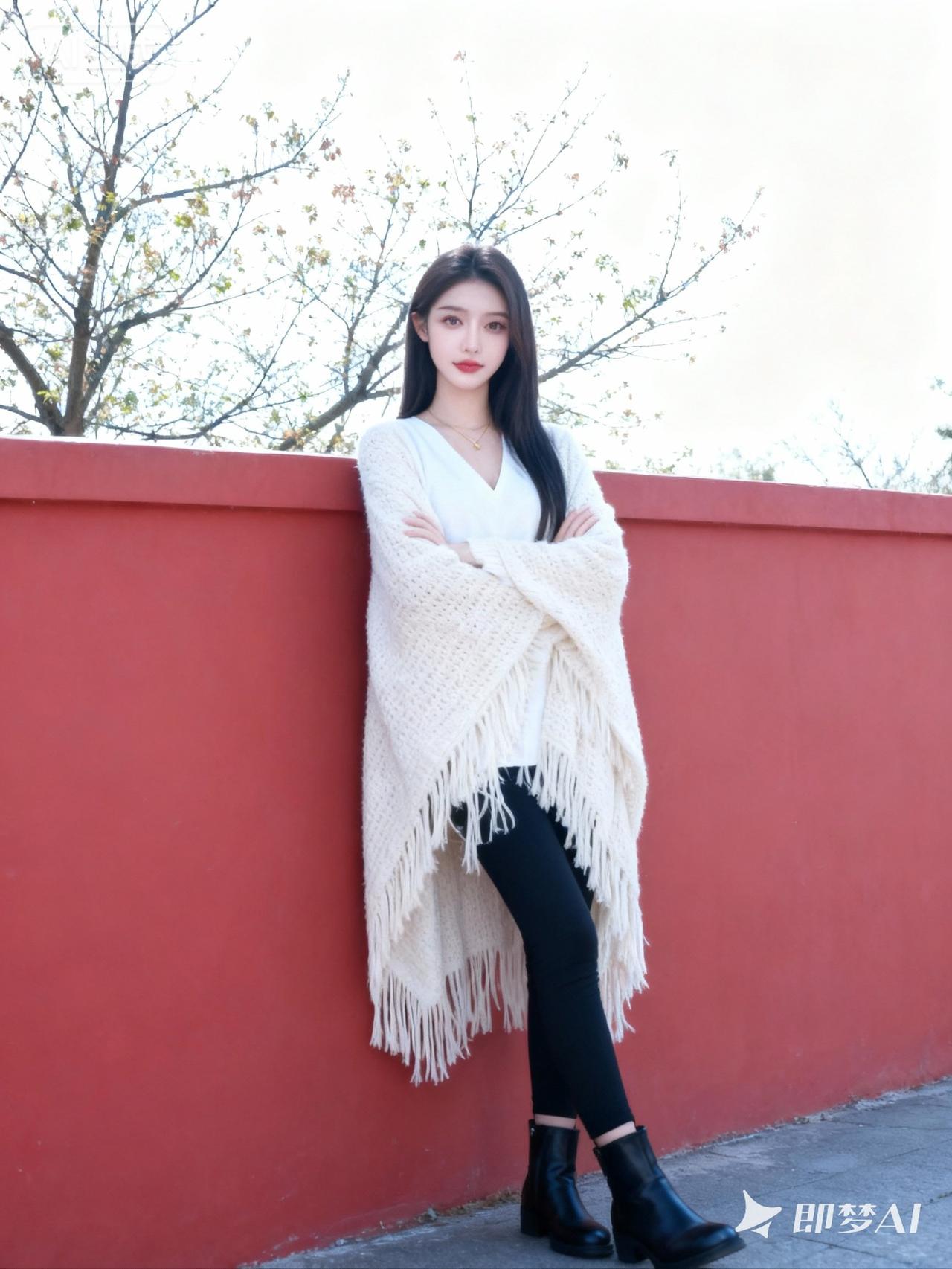 这位女性妆容清透淡雅：她涂着显气色的淡红色口红，底妆自然服帖，眉眼修饰得精致柔和