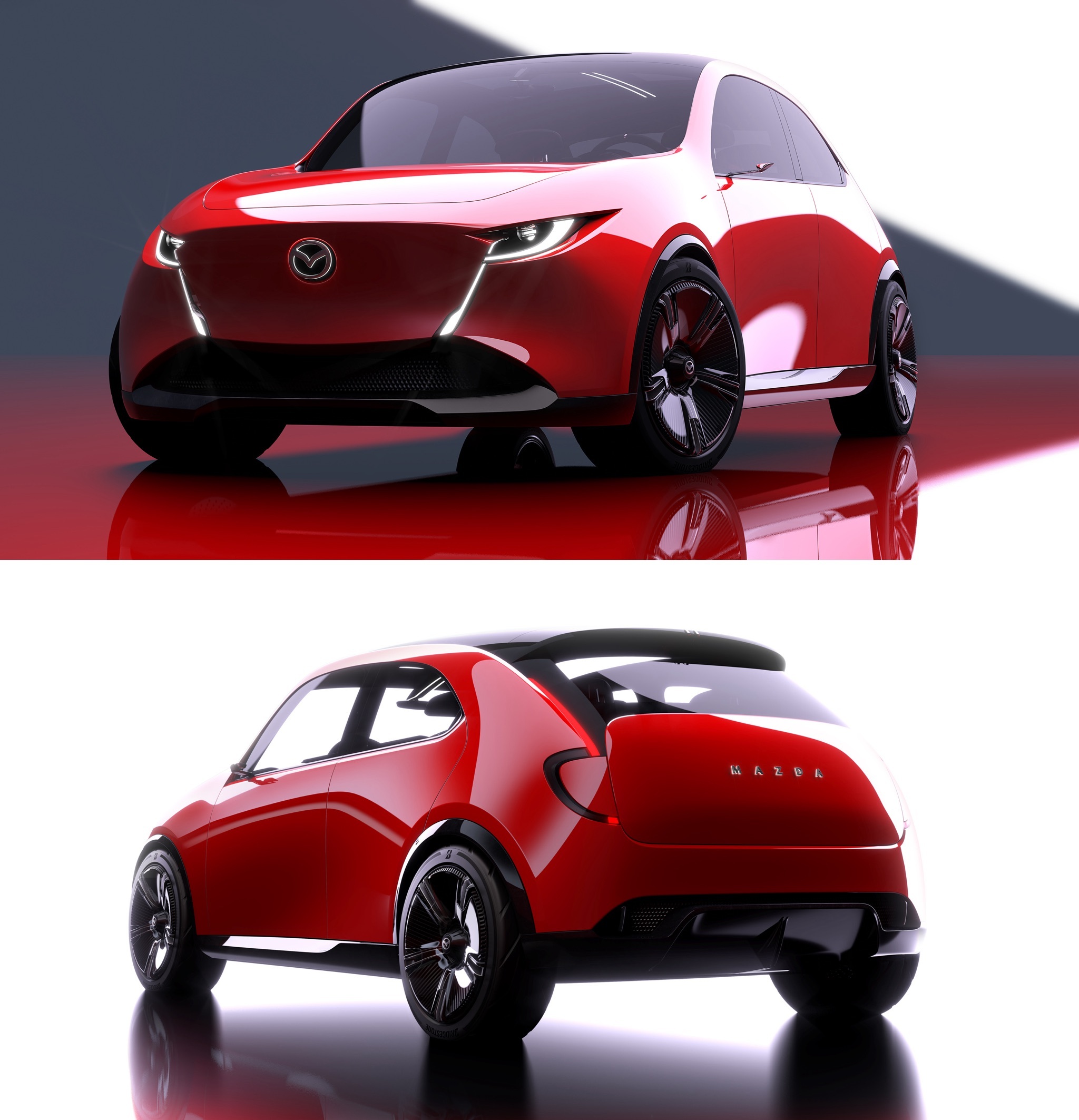 马自达也在同场活动上发布了这款Vision X-Compact，亮点是“更深的人