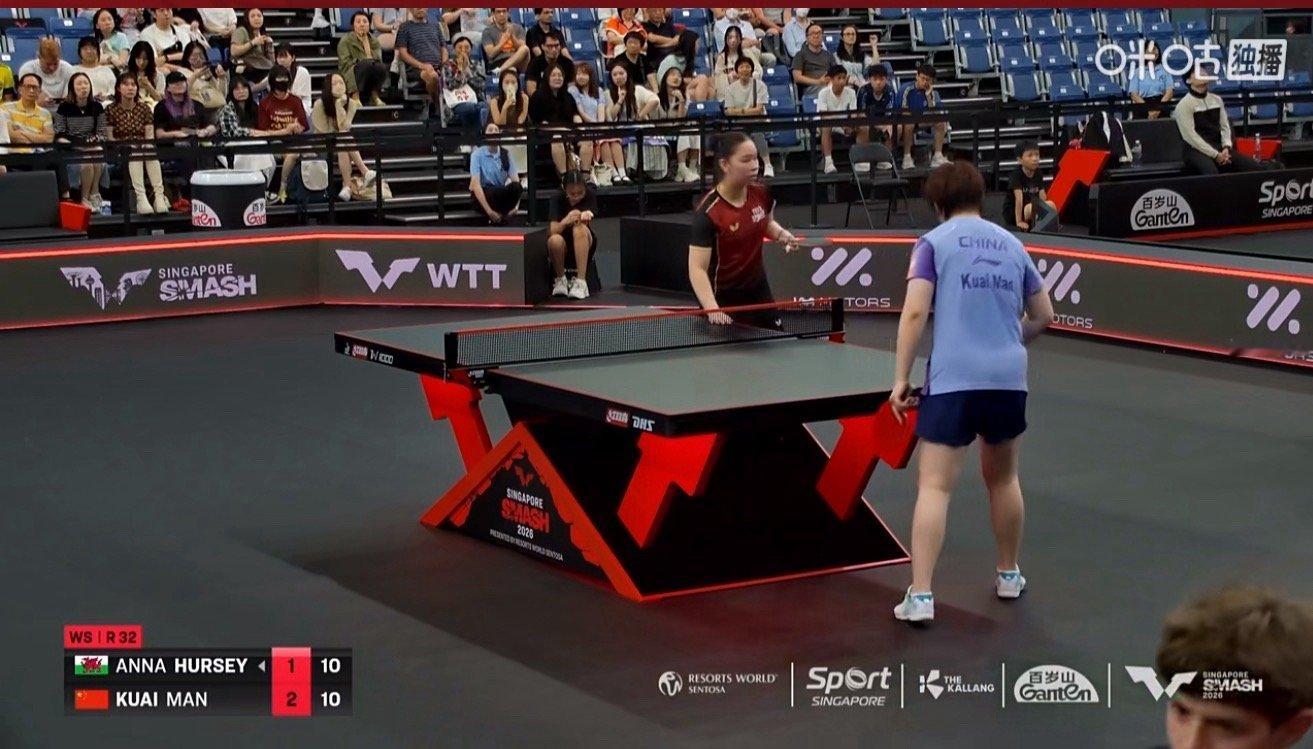 2026新加坡大满贯女子单打32-16蒯曼3-1赫尔希（9-11 11-8 11