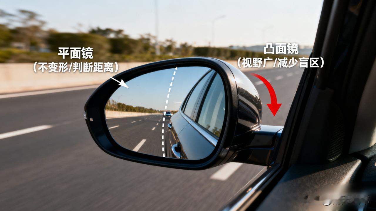后视镜上那条虚线是干嘛用的？90%的司机不知道，它是个“神器”！

那叫“双曲率