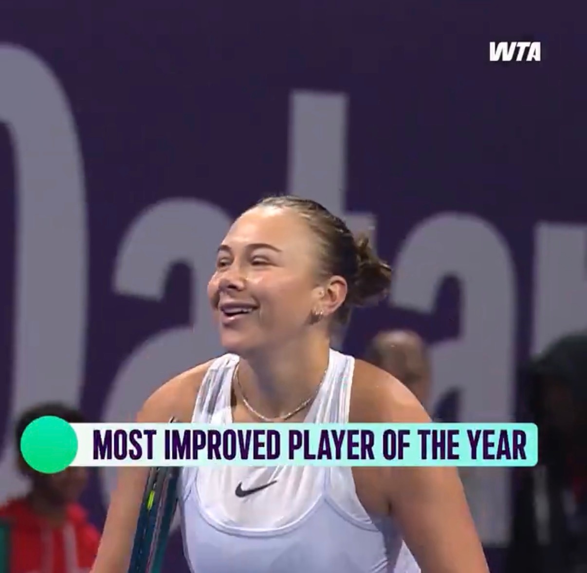 三个比较没有悬念的WTA年度奖项⬇️年度最佳进步：阿尼西莫娃🇺🇸年度最佳新人