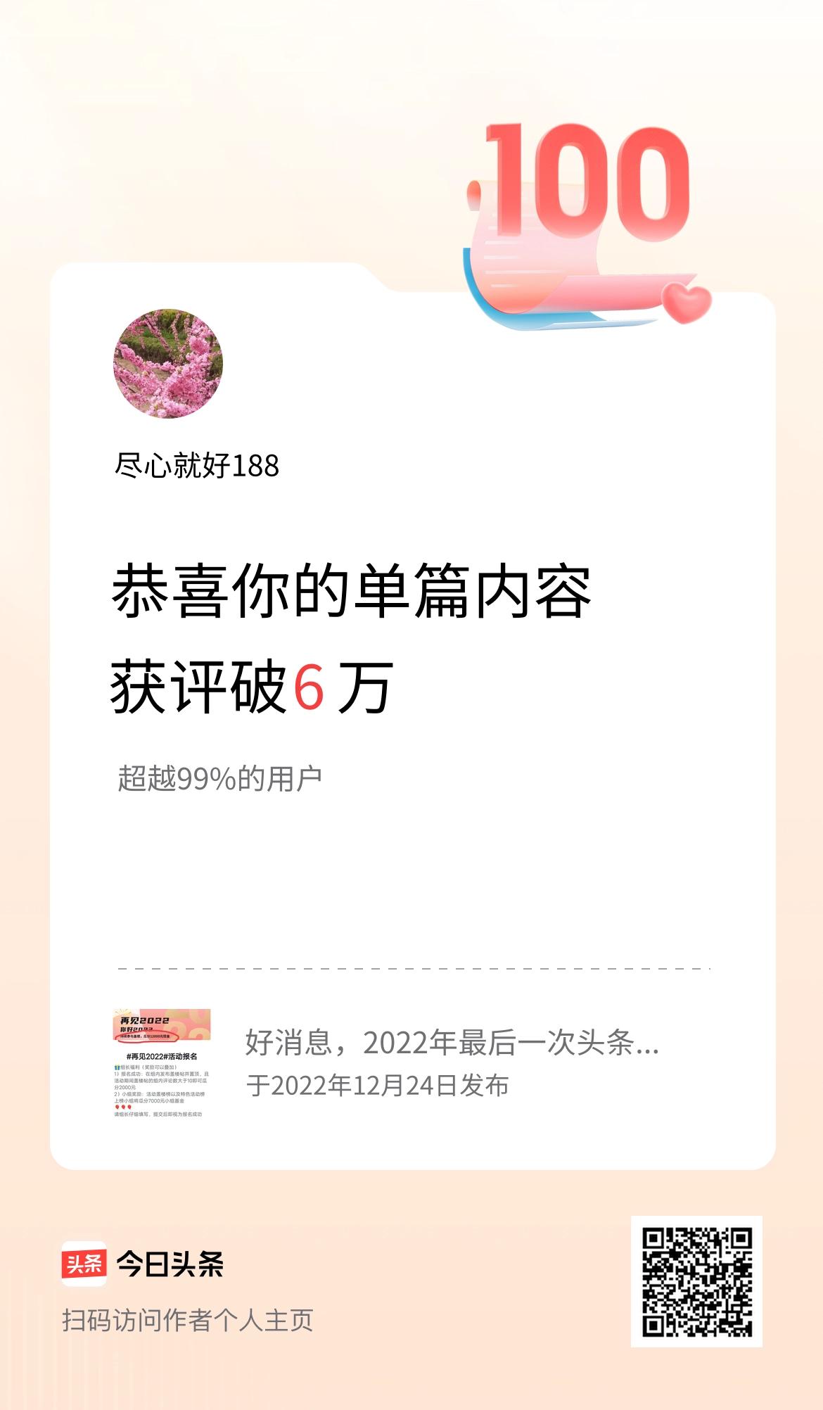 单篇内容获评论量破6万啦！