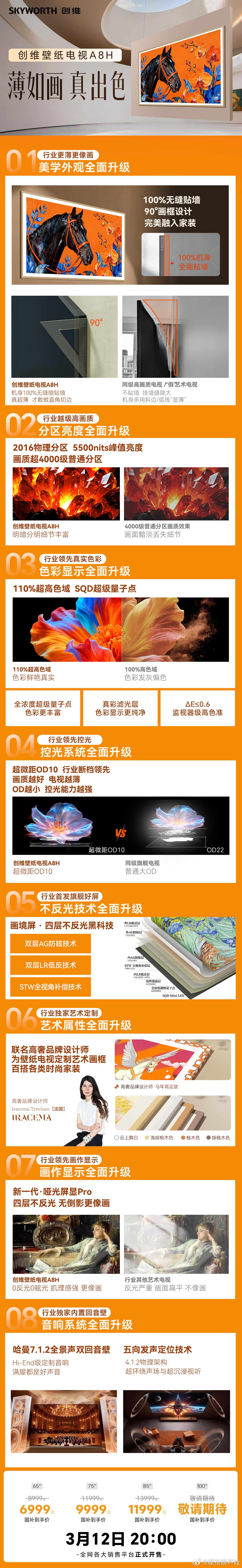 创维壁纸电视新品发布创维壁纸电视A10H系列薄有乾坤万色归真迄今为止最薄超旗舰薄