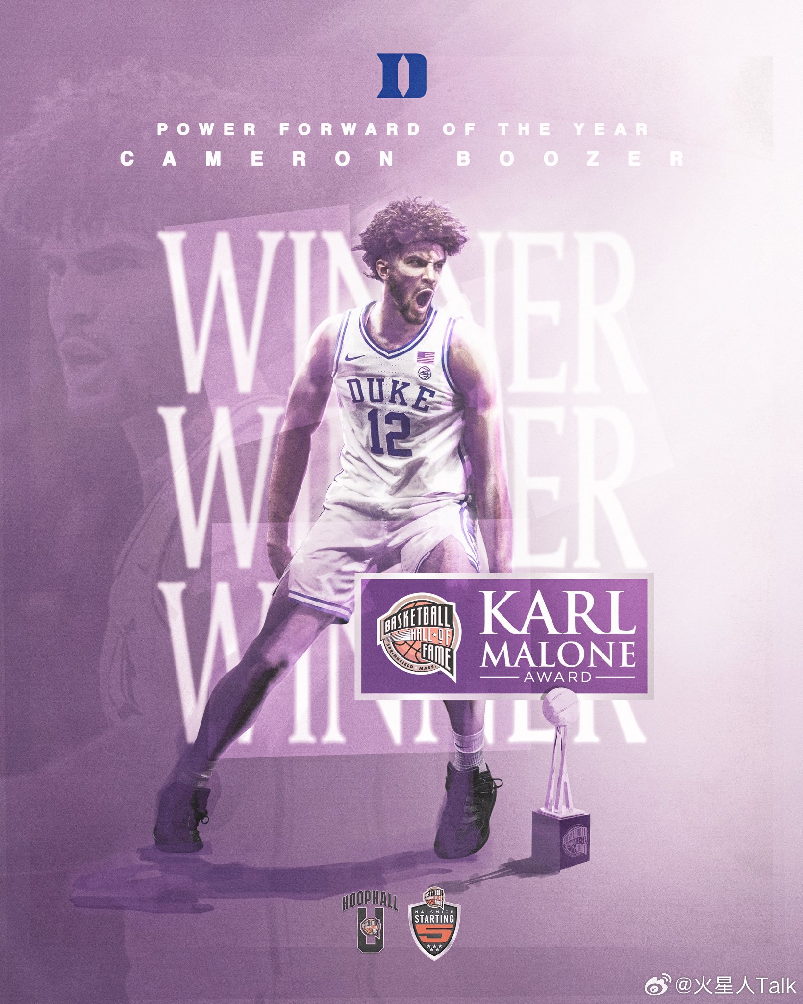 NCAA男篮 2026年奈史密斯大学男子篮球卡尔·马龙奖（年度最佳大前锋）：Ca