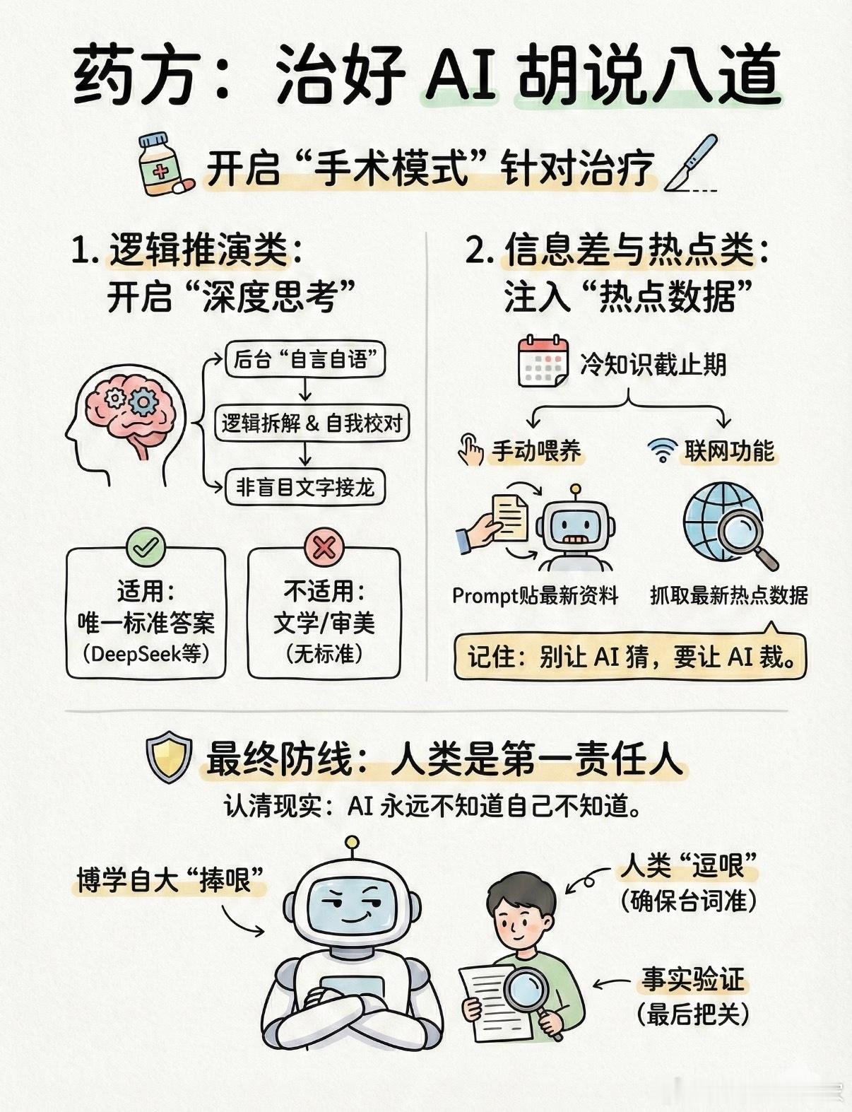 其实所有AI都会胡说八道，［深度思考］会好很多，目前的AI可以帮你润色逻辑、加速