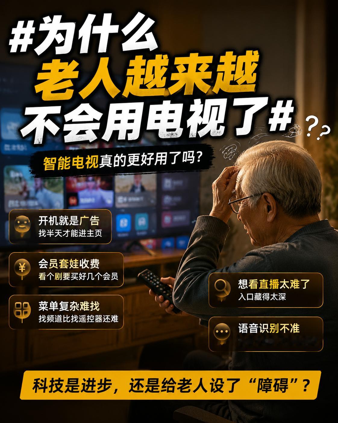 为什么老人越来越不会用电视了很多人都说是老人不会用智能电视  我反而觉得是电视越