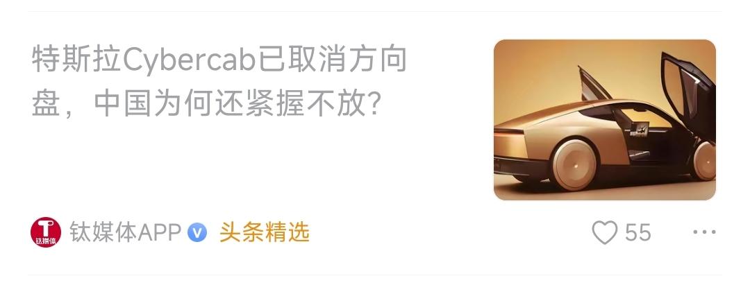 特斯拉取消了方向盘，立马方向盘就变成了落后的象征，转手阴阳中国还抓着方向盘不放是