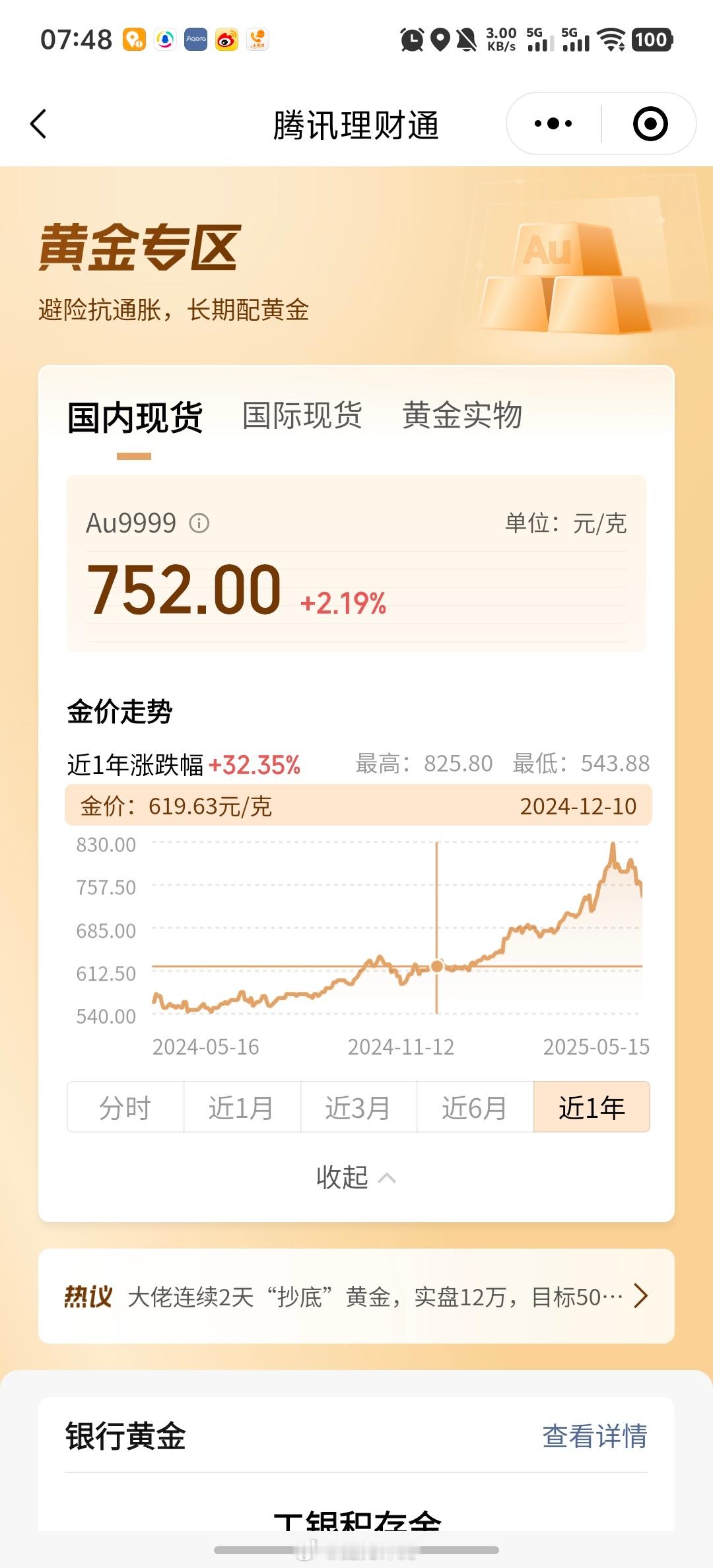 金价一跌再跌网友直呼亏麻了近一年涨幅32%最近确实跌了一些，再跌才有机会入手当韭