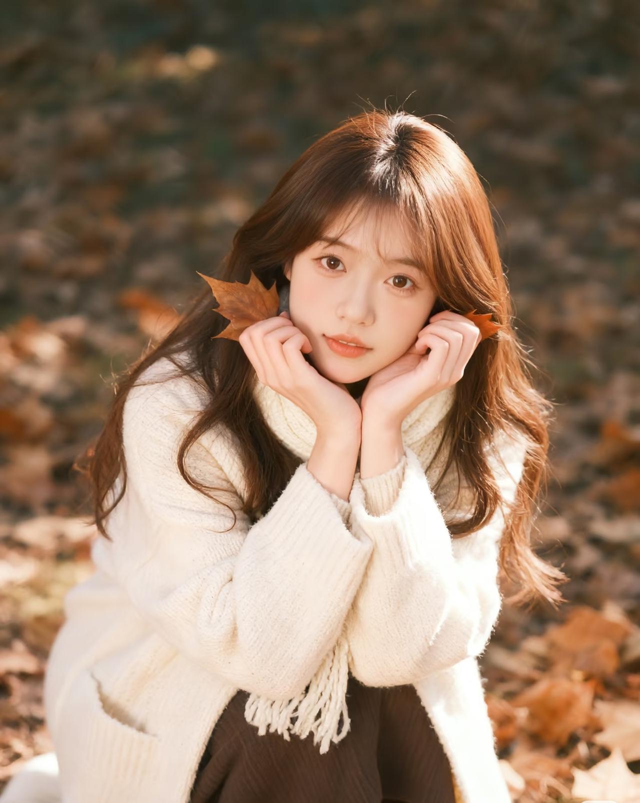 光之影
秋日暖阳下，少女与落叶的温柔邂逅。