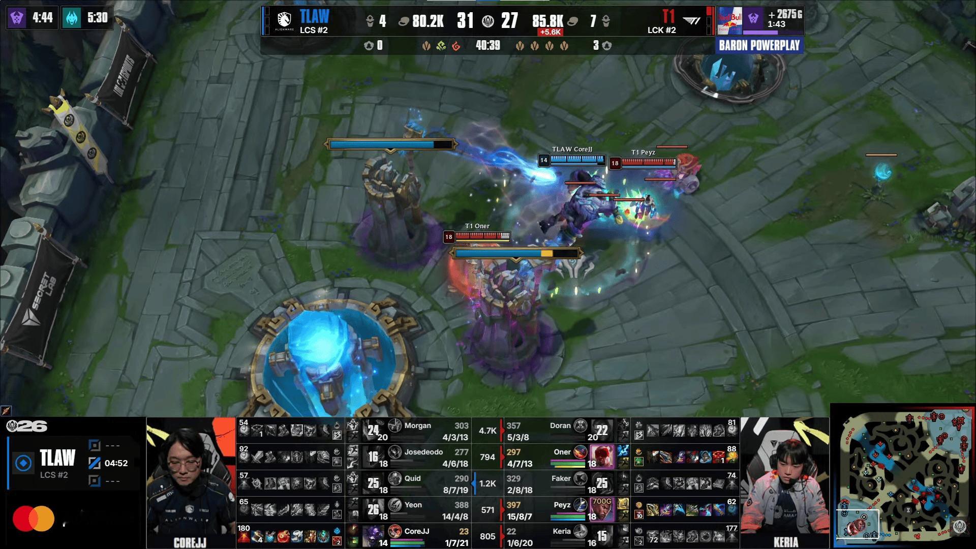 T1 2-0 TLAW：TLAW后期迷失痛失好局，T1逆转成功拿下赛点！dora