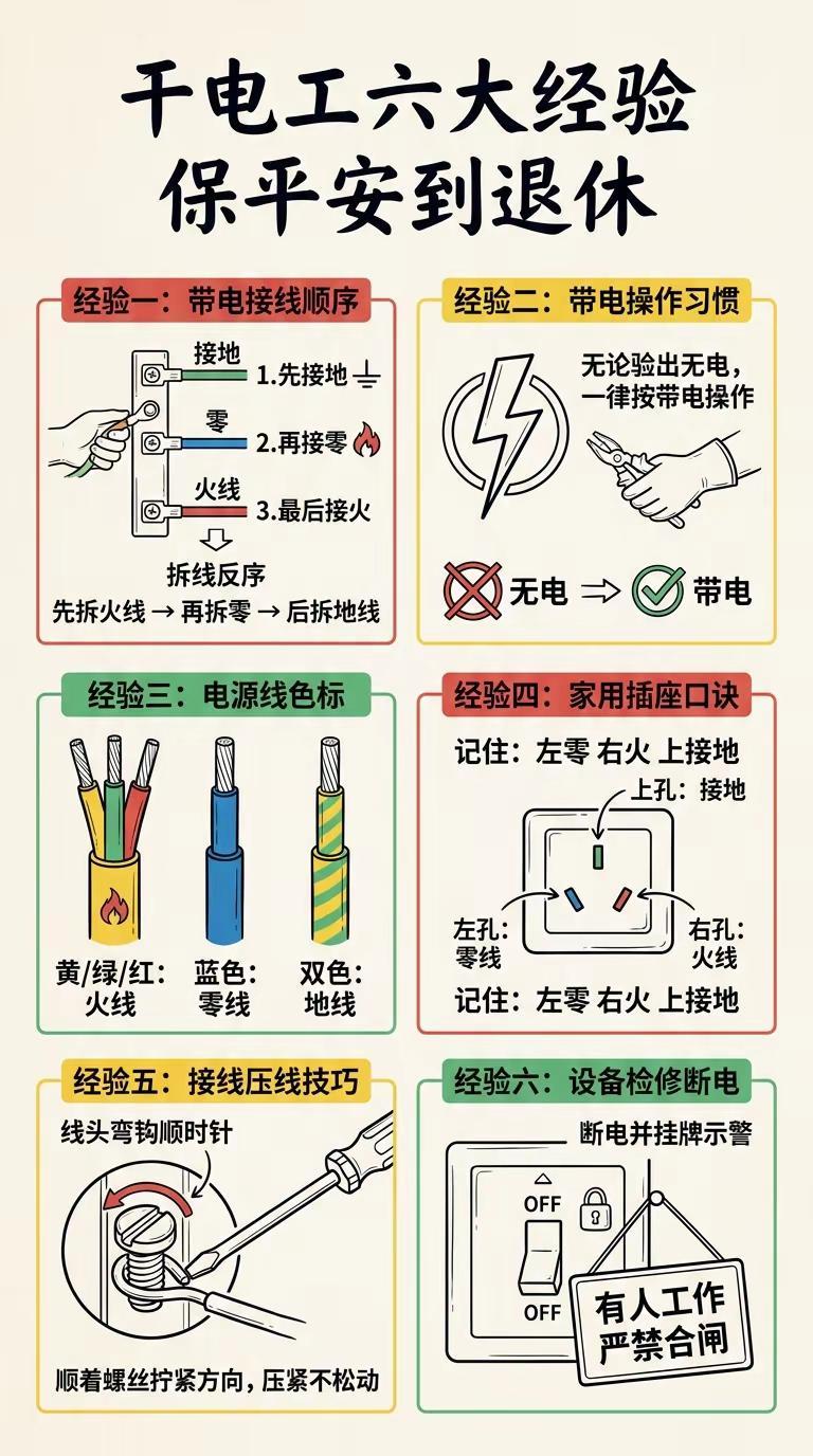 干电工牢记六条经验，从学徒一直干到退休。