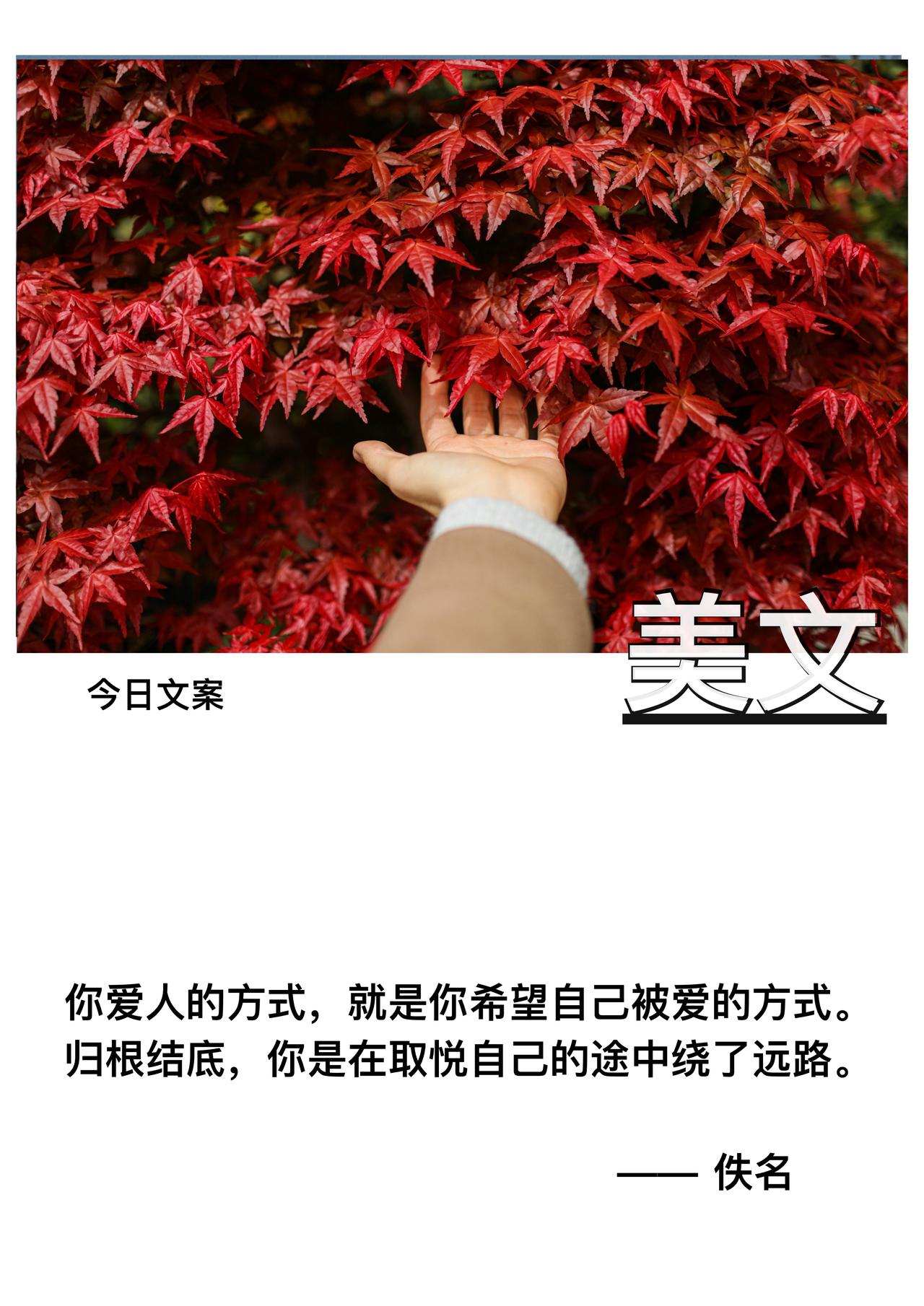 你爱人的方式

就是你希望自己被爱的方式

归根结底

你是在取悦自己的途中绕了