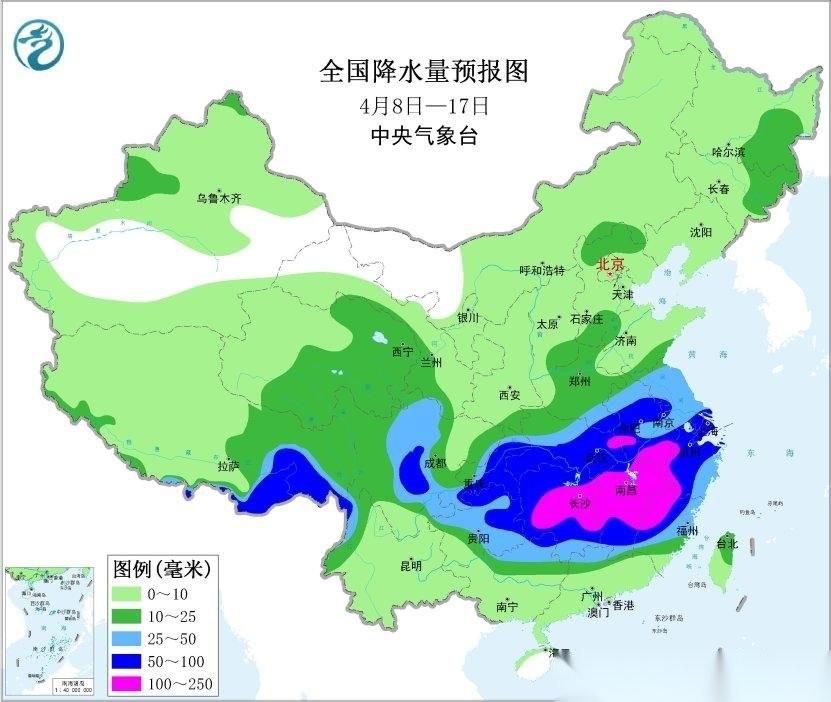 4月8日起，南方未来十天还有3轮降水过程，部分区域大雨、暴雨、大暴雨、雷暴大风、
