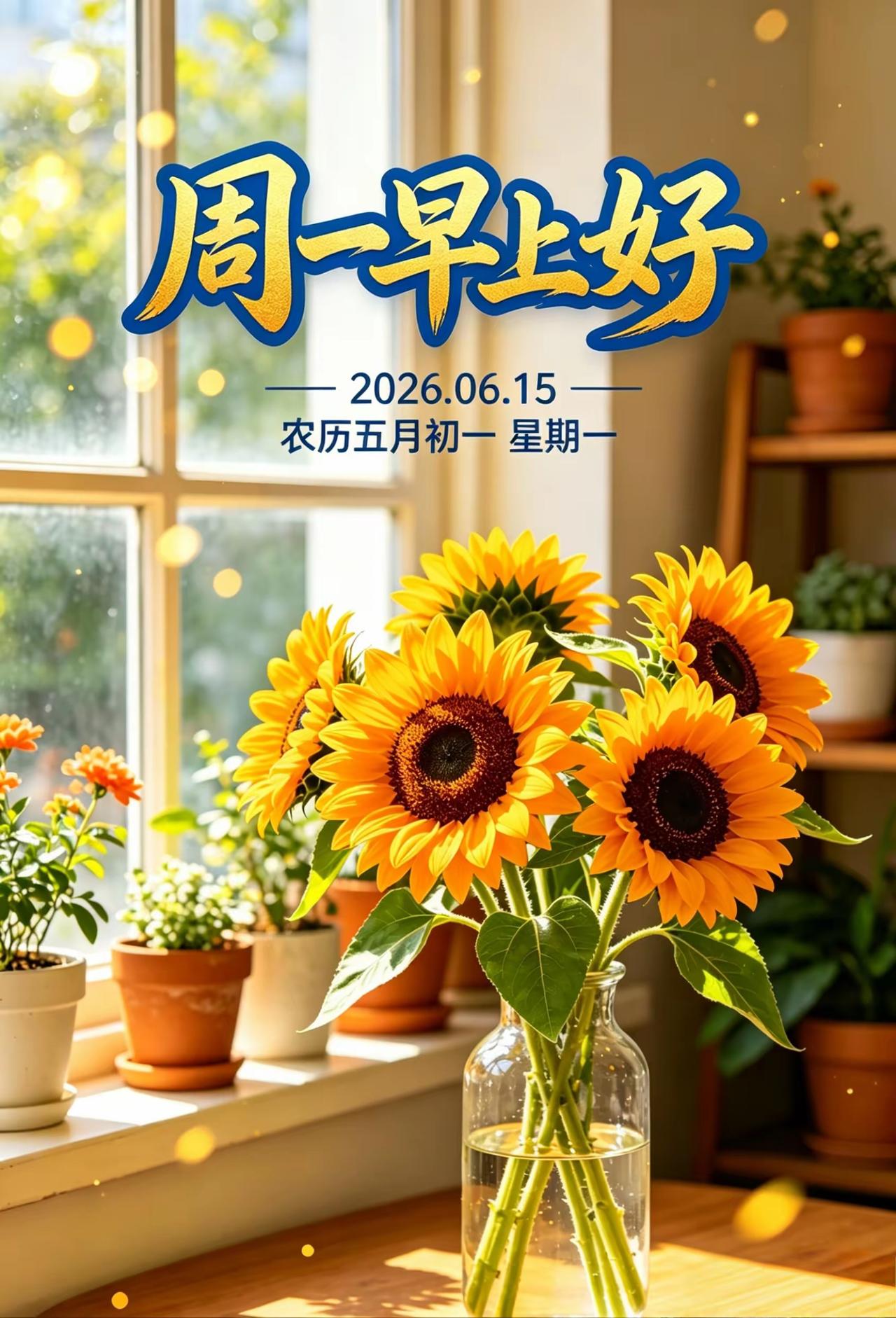 🌹早上好🌹
2026.6.15星期一
晨能笑，晚能眠，
身体健康是本钱；
朝