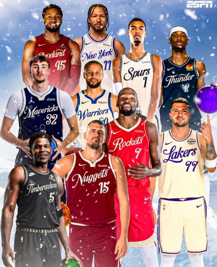 这能打几分？ESPN官宣重新设计了经典款圣诞大战球衣。NBA圣诞大战