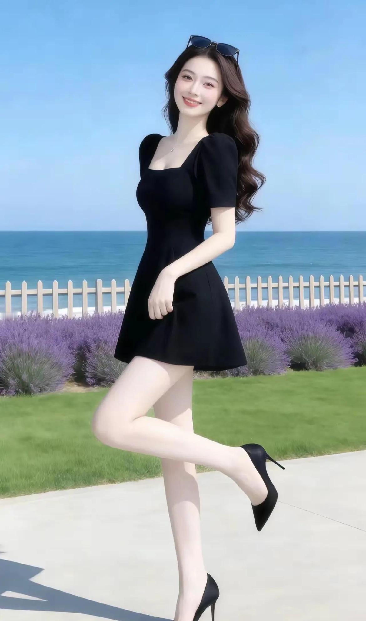 碧海潮生处，美人倚栏时。