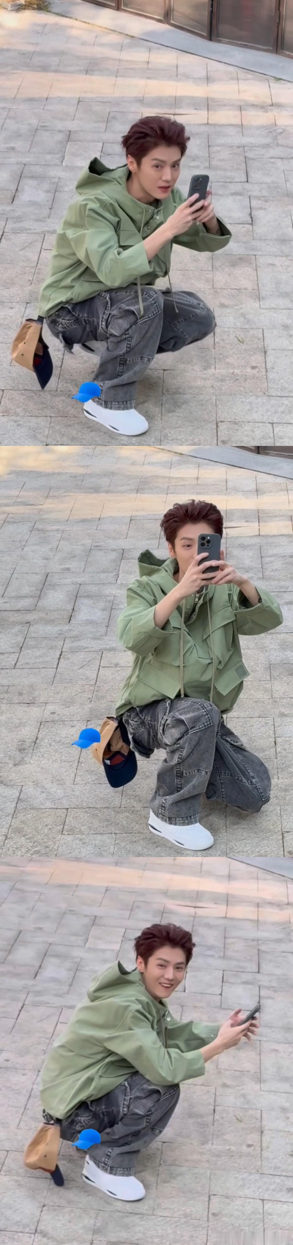 鹿晗猝不及防的互拍 鹿晗：悄悄看一眼，毫不犹豫的举起手机互拍（一瞬间还有种单膝跪