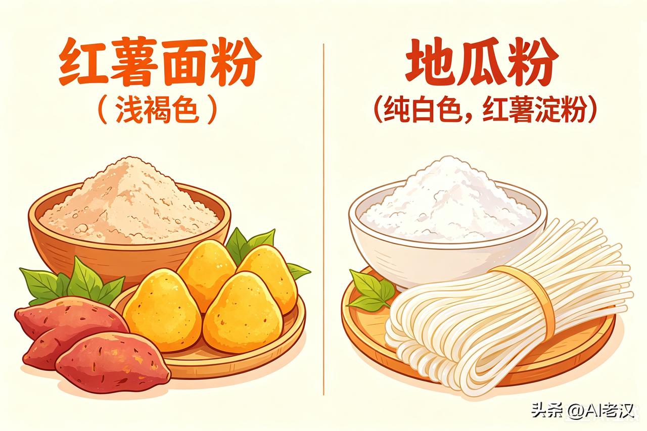 [红薯面粉 vs 地瓜粉（红薯淀粉）完整区别]
 
地瓜粉=红薯淀粉，是提纯淀粉