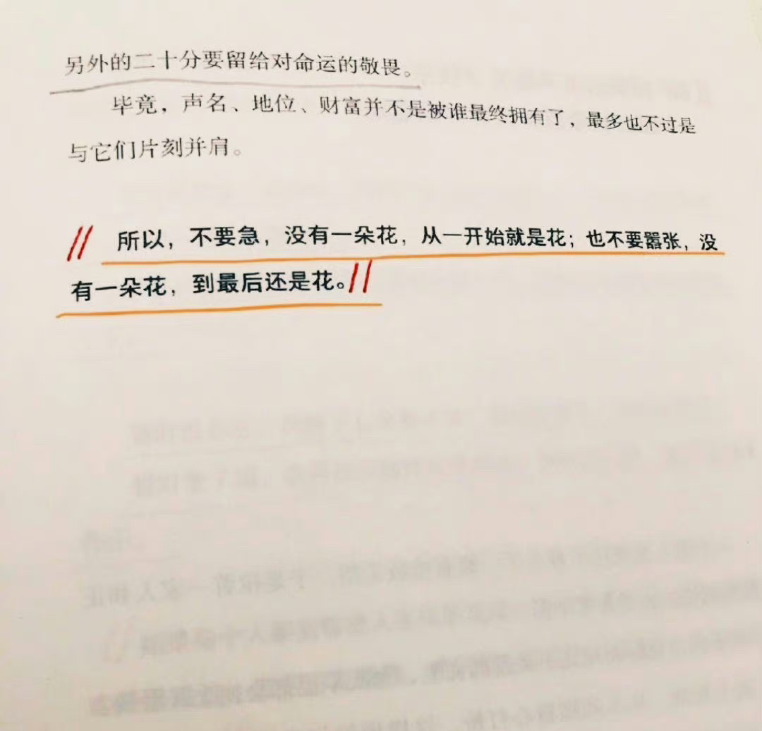 不要急，没有一朵花，从一开始就是花；也不要嚣张，没有一朵花，到最后还是花。—— 