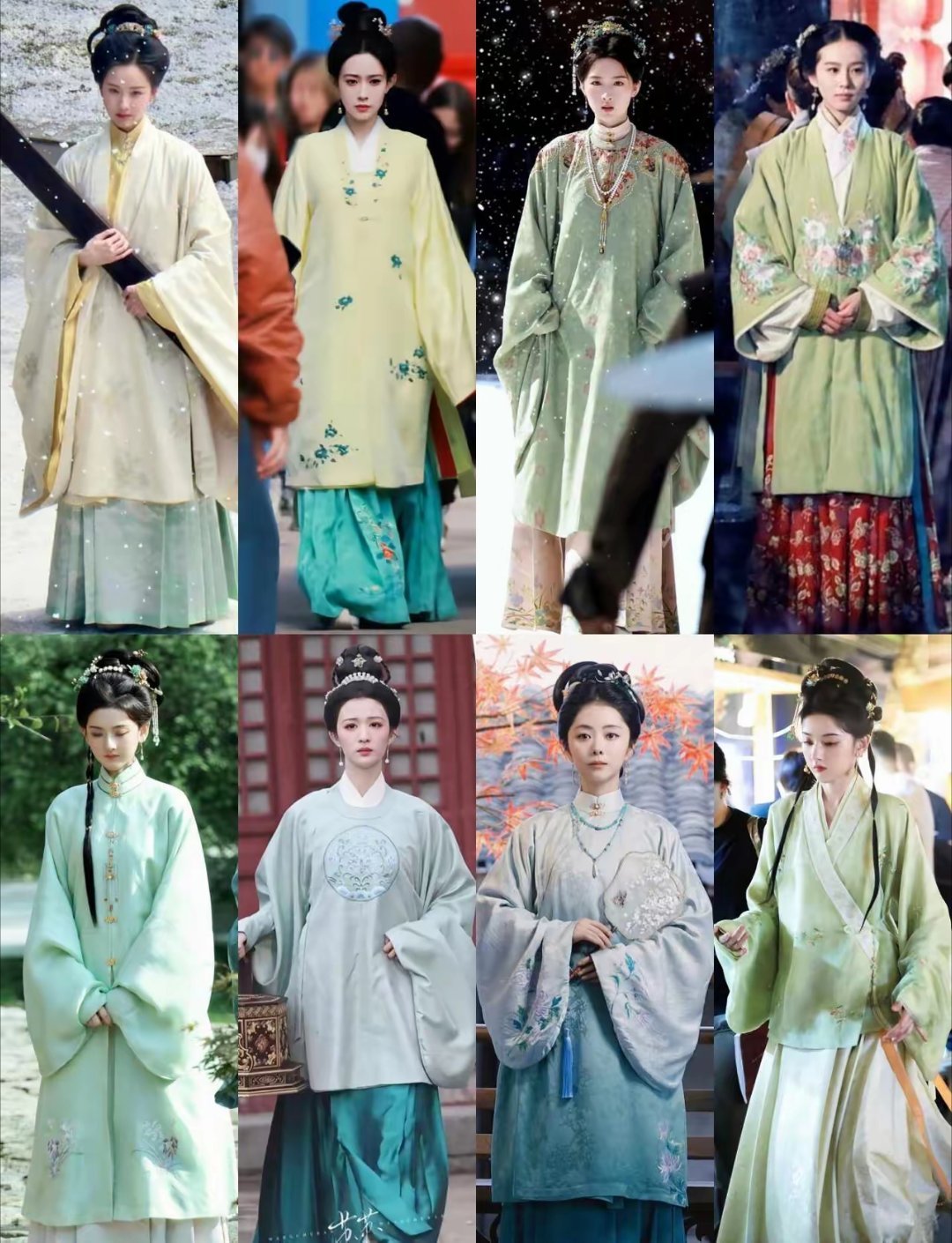 女星 | 【绿色】明制造型💚王楚然｜陈都灵｜孟子义｜谭松韵宋祖儿｜刘诗诗｜邓恩