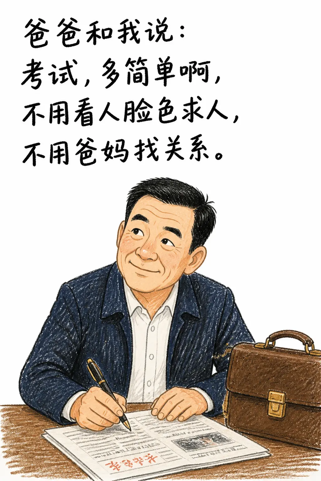 爸爸和我说：考试，多简单啊