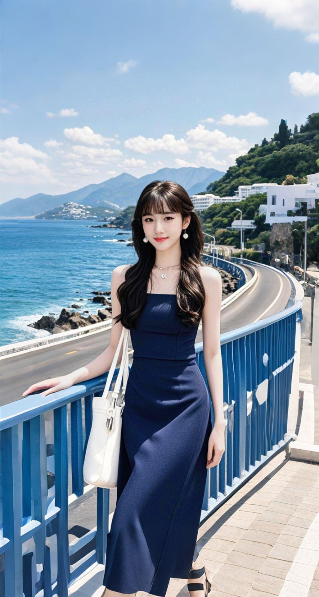 AI扩图 AI海滨佳人