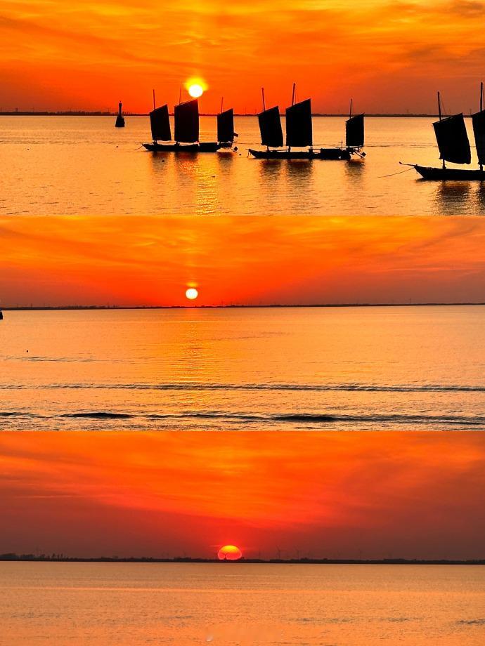 鸭蛋黄版日落什么样没想到咸鸭蛋黄是一种美景 谁看高邮湖日落不说像鸭蛋黄？金黄的模