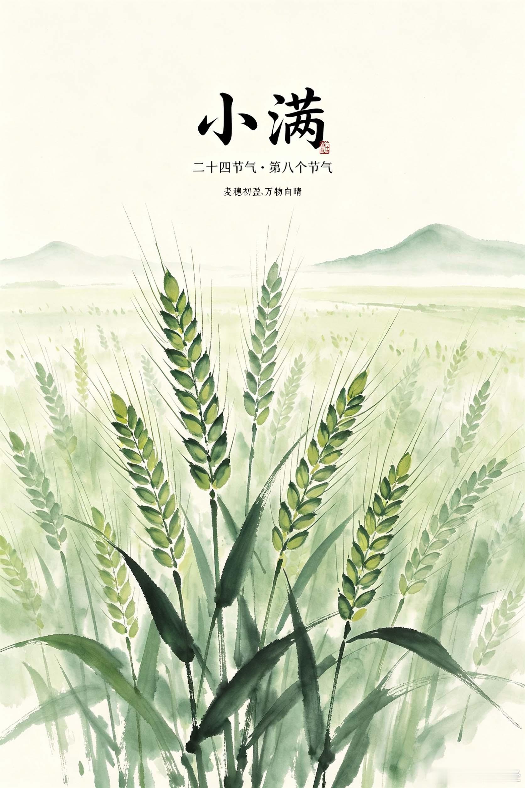【小满麦穗初盈万物向晴】小满，是二十四节气的第八个节气。麦穗初盈，万物向晴，风里