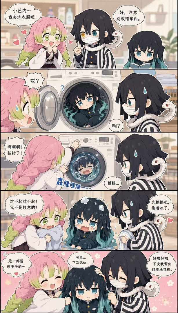 洗衣机突然传来哭声，蜜璃打开后人都傻了蜜璃只是想洗个衣服，结果——“嗡嗡嗡”转到